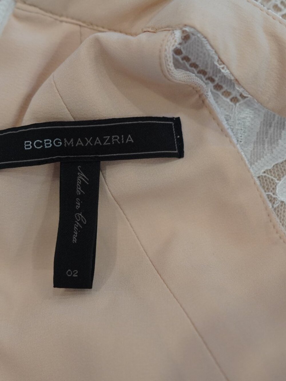 BCBG Max Azria Lace Halter Dress Nude White Geometric Fit Flare Cocktail Sz 2 XS - Picture 7 of 8